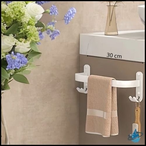 Porte serviette mural salle de bain - simple blanc - Menage Serein